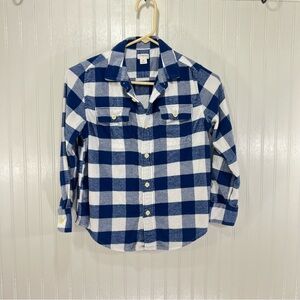Crewcuts Boys Blue White Buffalo Check Flannel Long Sleeve Shirt Size 8